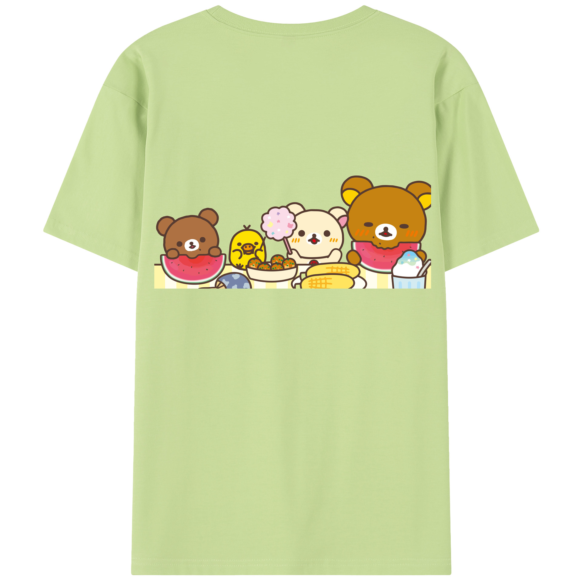 （画像用） リラックマ リラックマ キイロイトリ Rilakkuma Korilakkuma Kiiroitori 綿100％半袖Tシャツ（背面プリント）